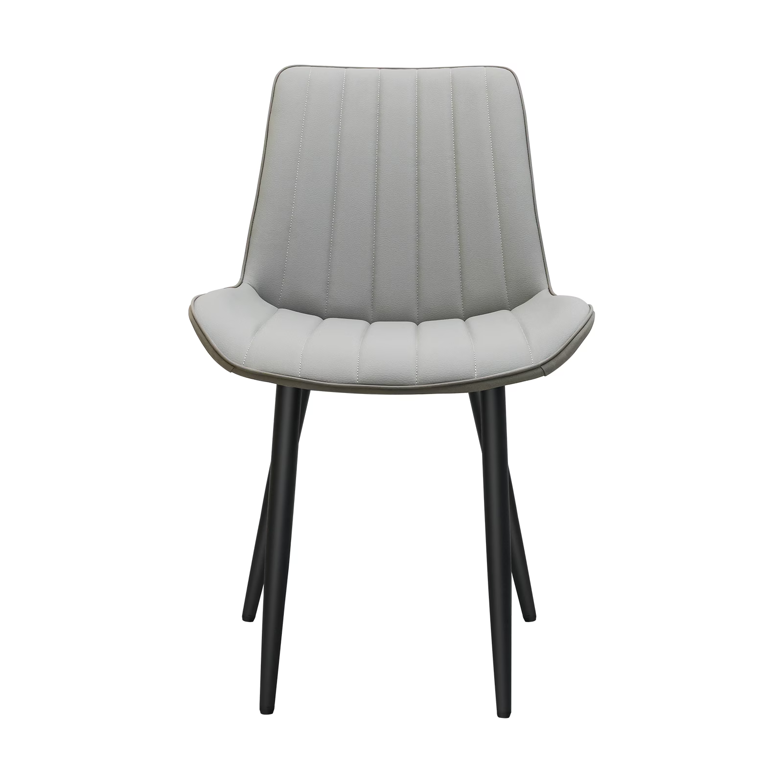 Light Grey & Dark Grey PU Leather Dining Chair with Metal Legs, Wave Pattern Upholstered Armless Chair Set of 4 for Kitchen, Restaurant, Living, Meeting Room