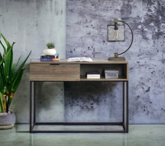 Galeno Rustic Oak with Black Finished Legs Writing Desk