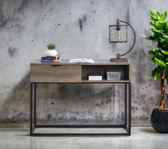 Galeno Rustic Oak with Black Finished Legs Writing Desk