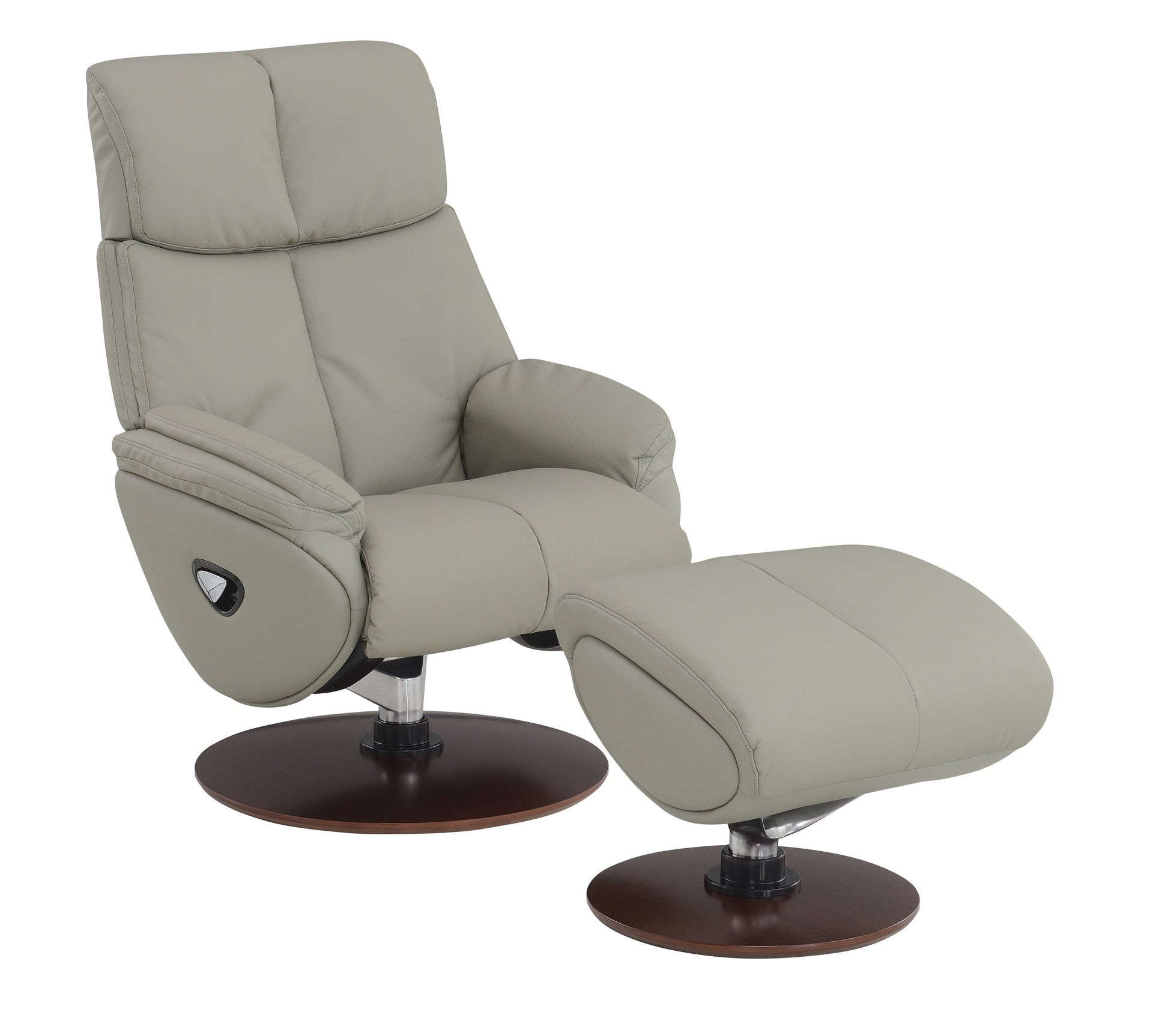 Kandoro Gray Top Grain Leather Accent Chair with Swivel & Ottoman