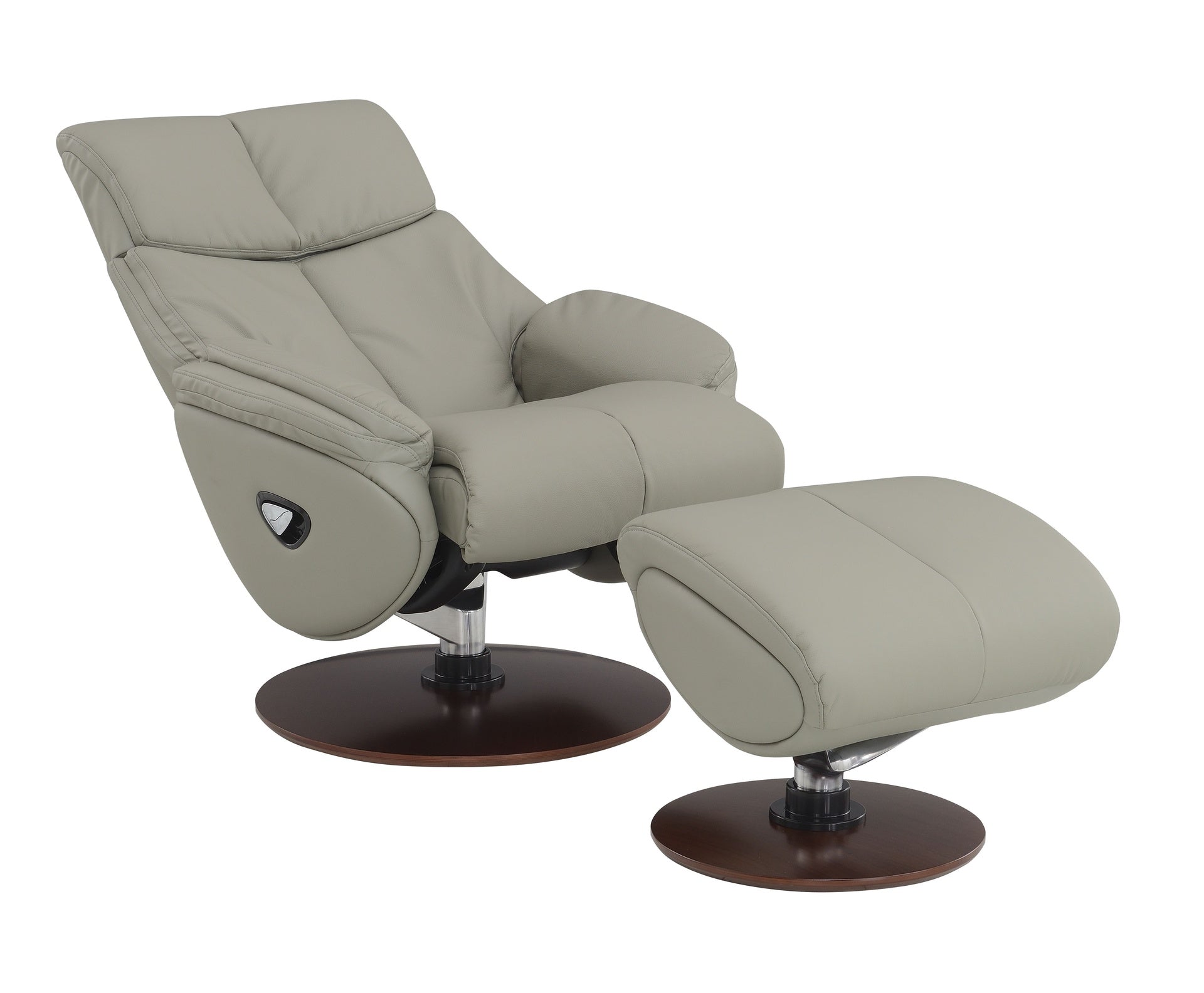 Kandoro Gray Top Grain Leather Accent Chair with Swivel & Ottoman