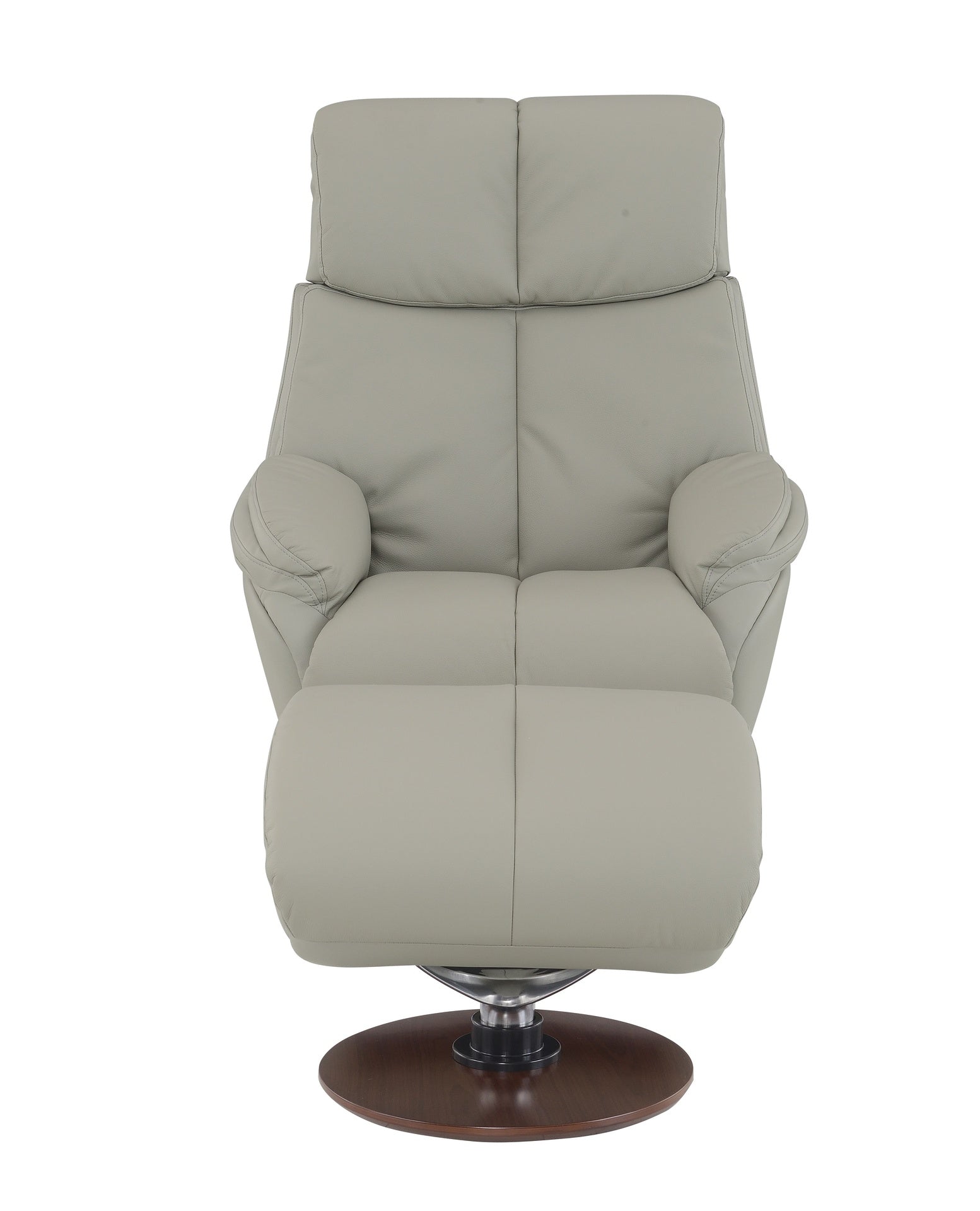 Kandoro Gray Top Grain Leather Accent Chair with Swivel & Ottoman