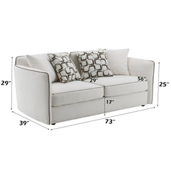 Yolanda Beige Chenille Loveseat w/4 Pillows