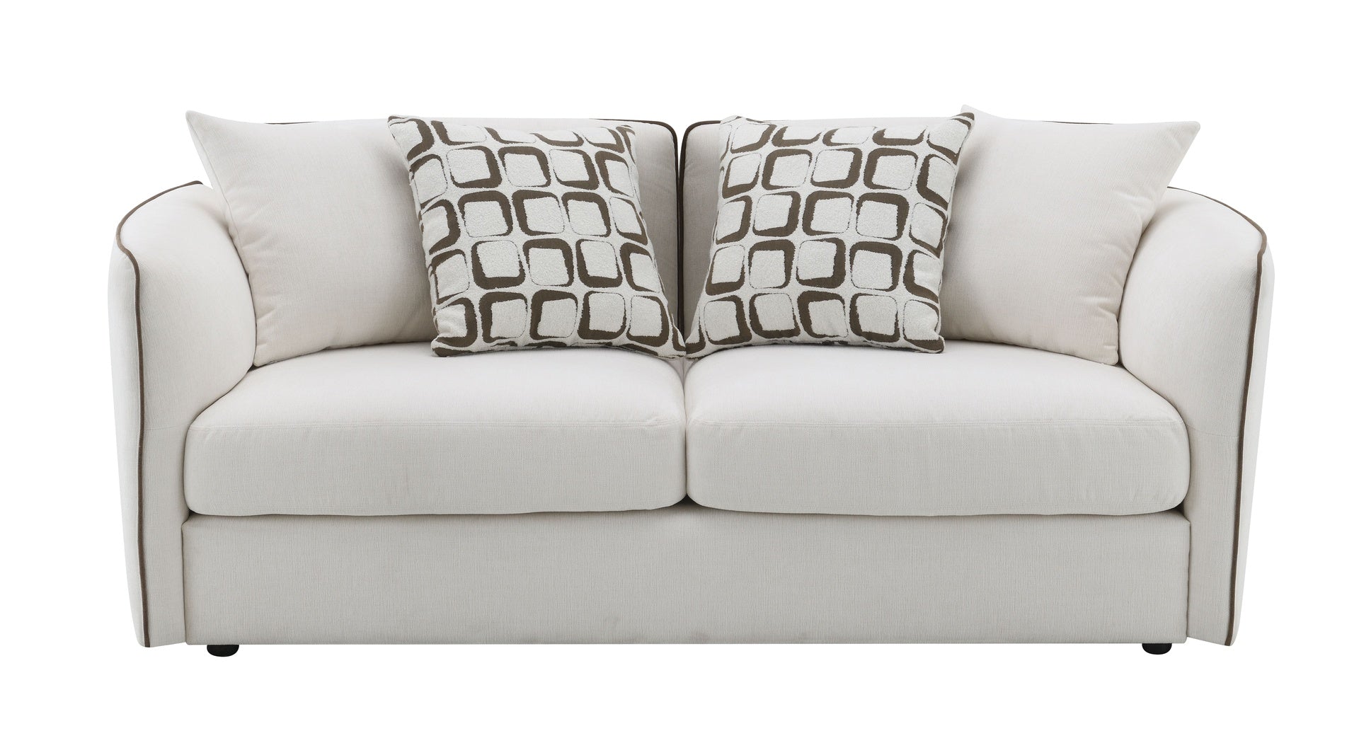 Yolanda Beige Chenille Loveseat w/4 Pillows