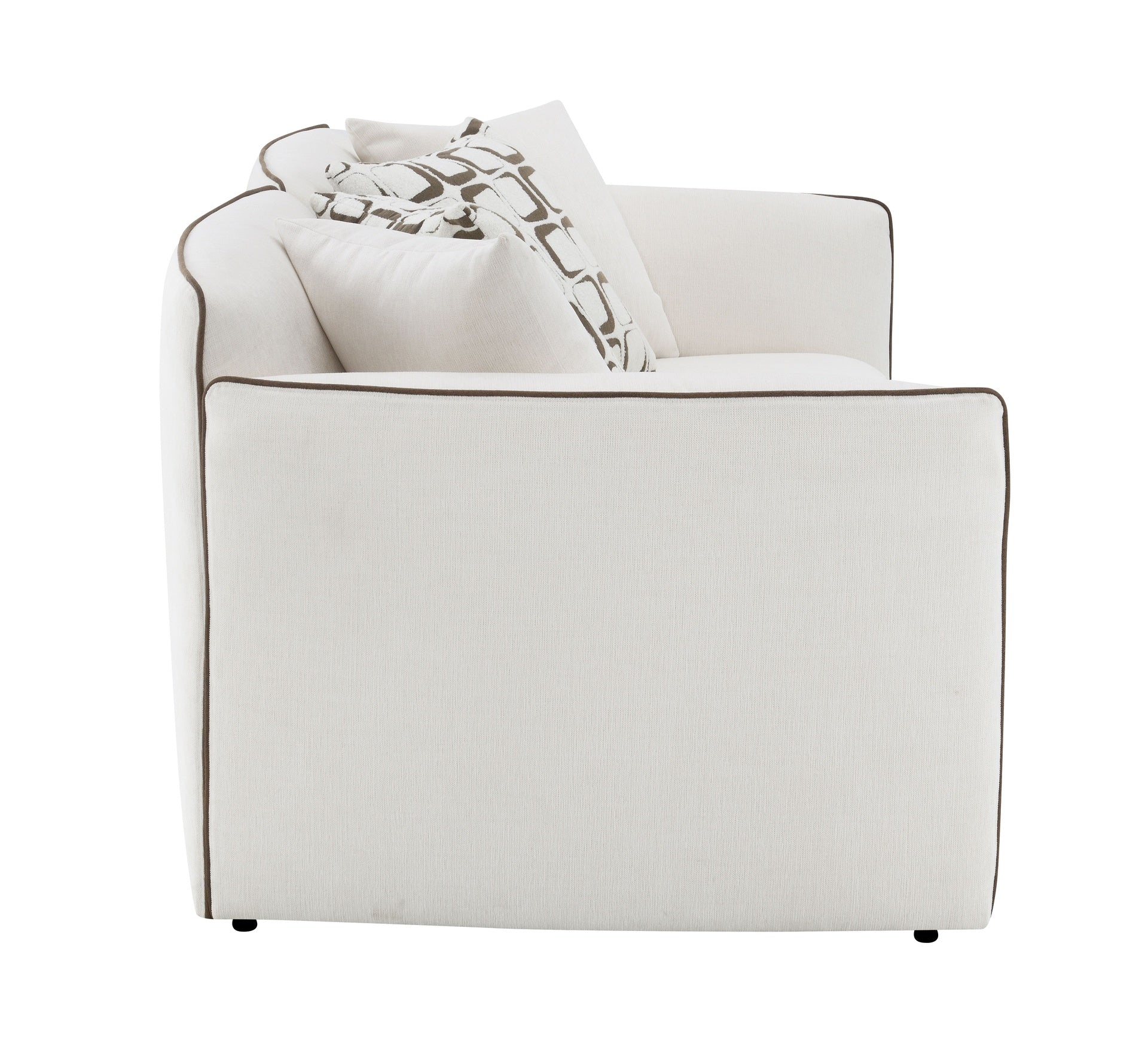 Yolanda Beige Chenille Loveseat w/4 Pillows