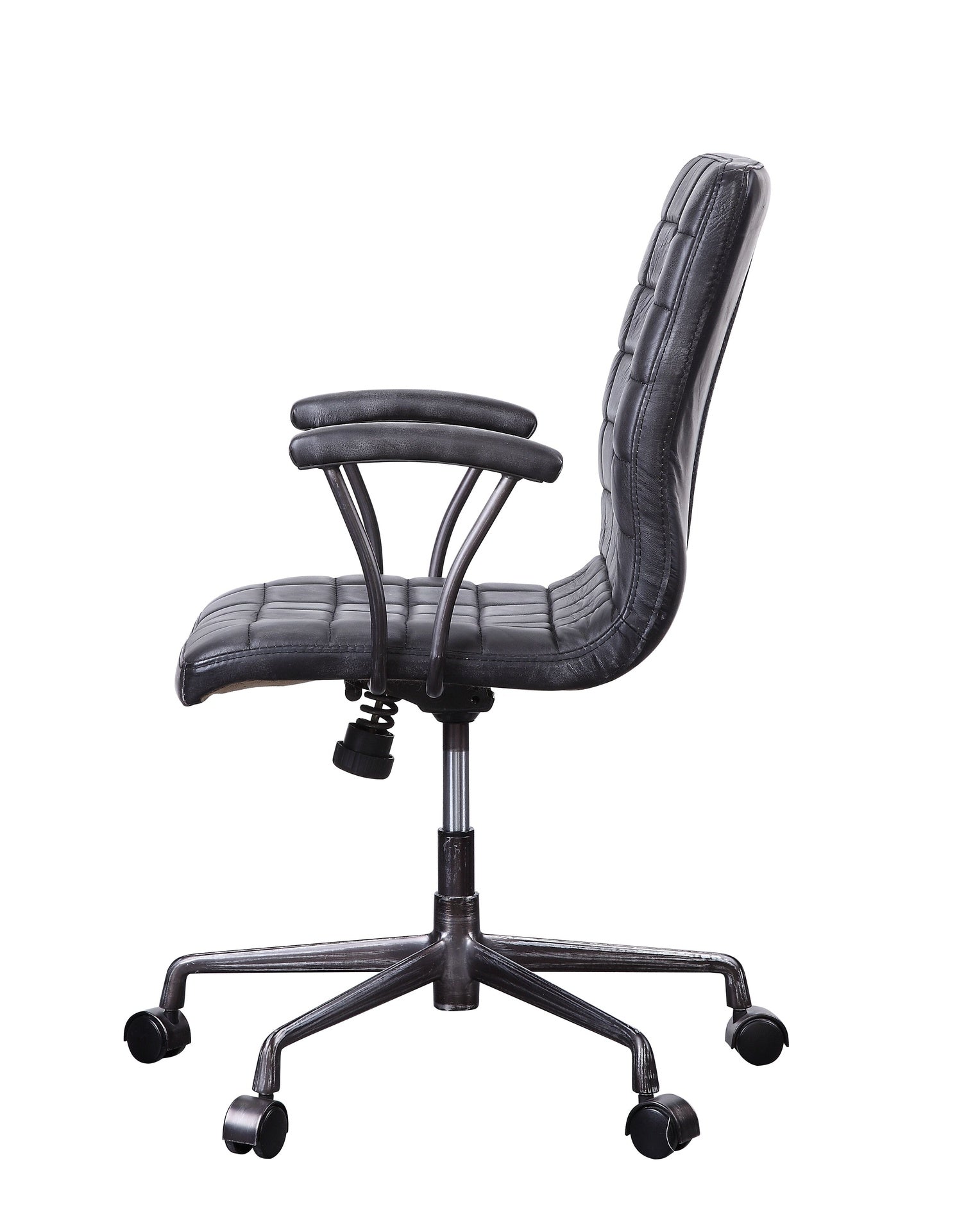 Barack Vintage Black Top Grain Leather & Aluminum Office Chair