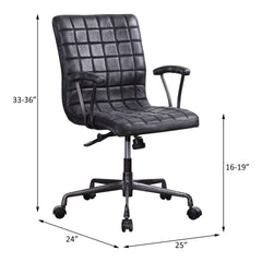 Barack Vintage Black Top Grain Leather & Aluminum Office Chair
