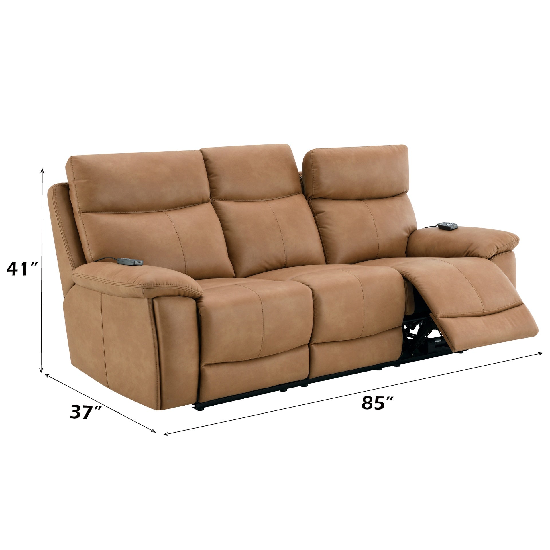 Chavis Brown Leather Aire Power Motion Sofa w/USB & Power Headrest