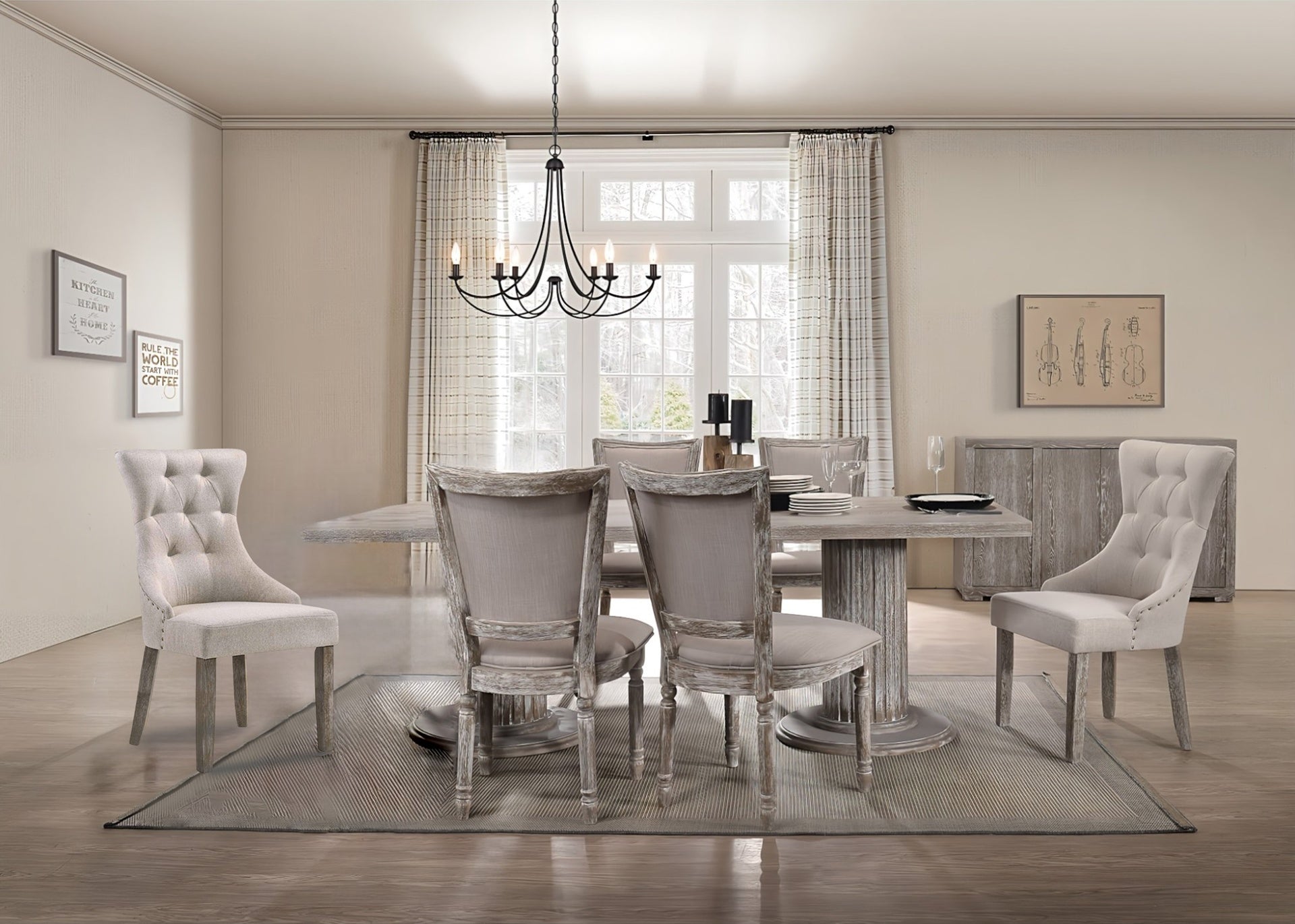 Gabrian Reclaimed Gray Finish 7PCs Dining Room Set