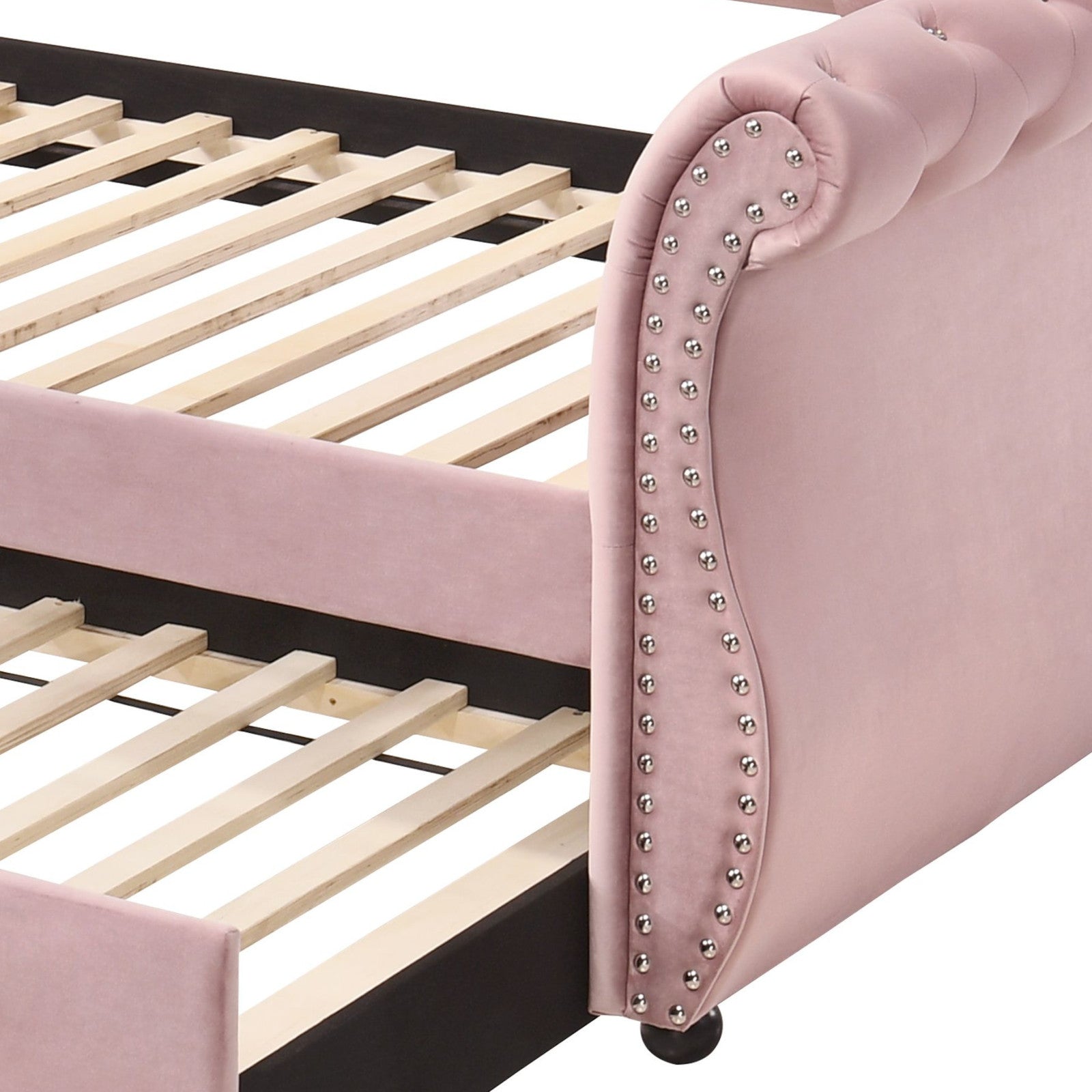 Adkins Pink Velvet Daybed W/Trundle (Twin)