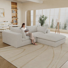 39.8" Cloud Sofa,Corduroy Fabric,Deep Seat Couches,Double-layer design,Removable  Cushion,No Assembly, DIY Combination for Living room, Bedroom,Conference room ,Apartment,White