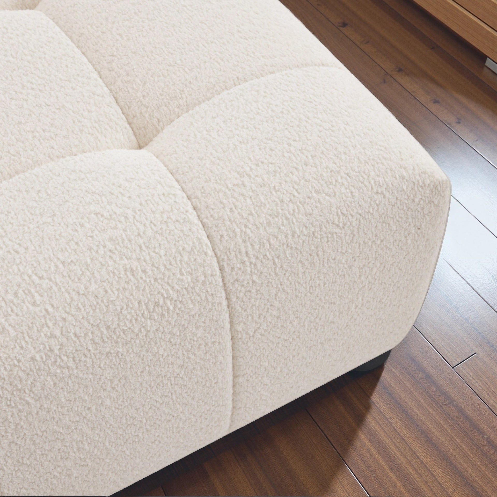 Kaynes Chic Tufted Ivory Boucle Ottoman