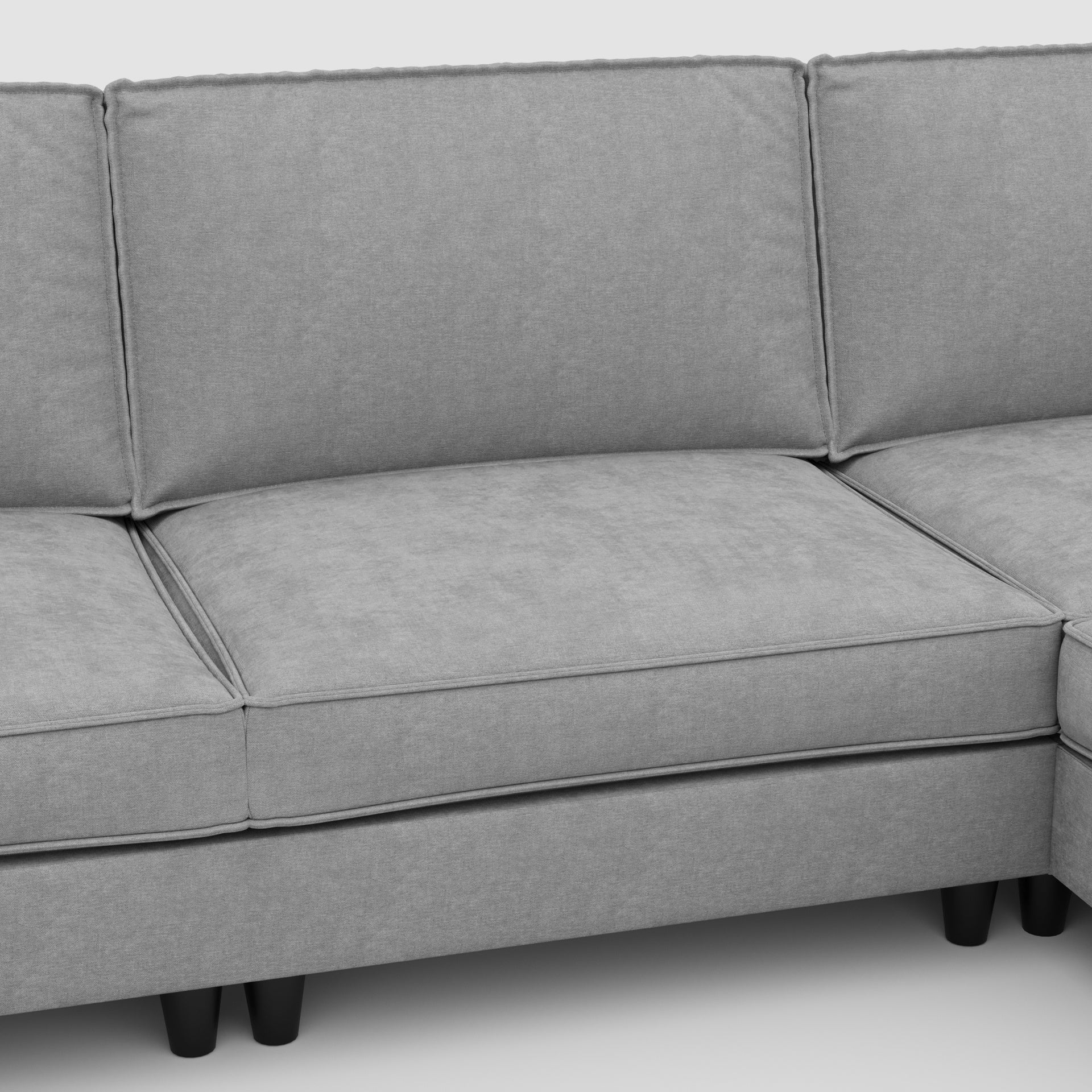 141.5''  Large Size 6 Seater Sofa Couch, U-Shaped Sofas with Movable Ottoman, Arm with Pockets,Modern Fabric Couches for Living Room, Apartment, Office