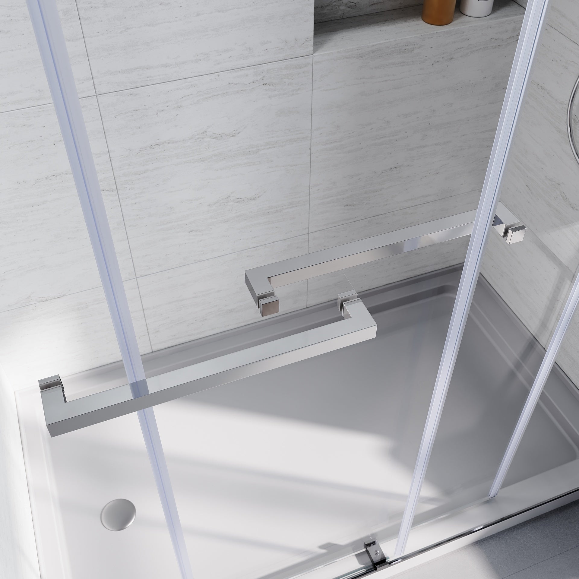 Frameless Sliding Shower Glass Door 56-60 in.W x 76 in. H,3/8"(10mm) Thick Clear Tempered Glass,Heavy Duty Stainless Steel Hardwares,Brushed Nick