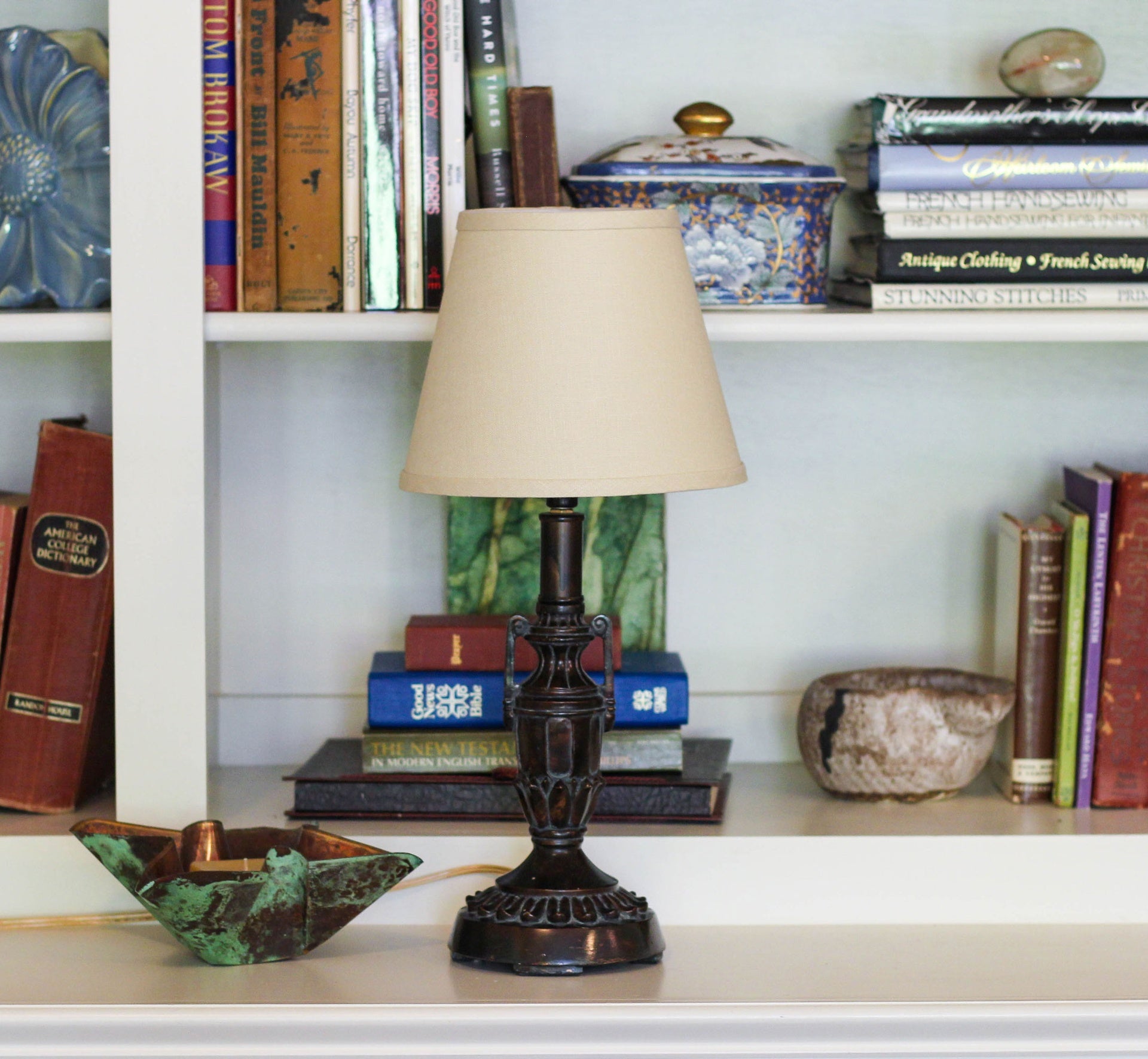 Slant Empire Hardback Lampshade with Bulb Clip, Beige