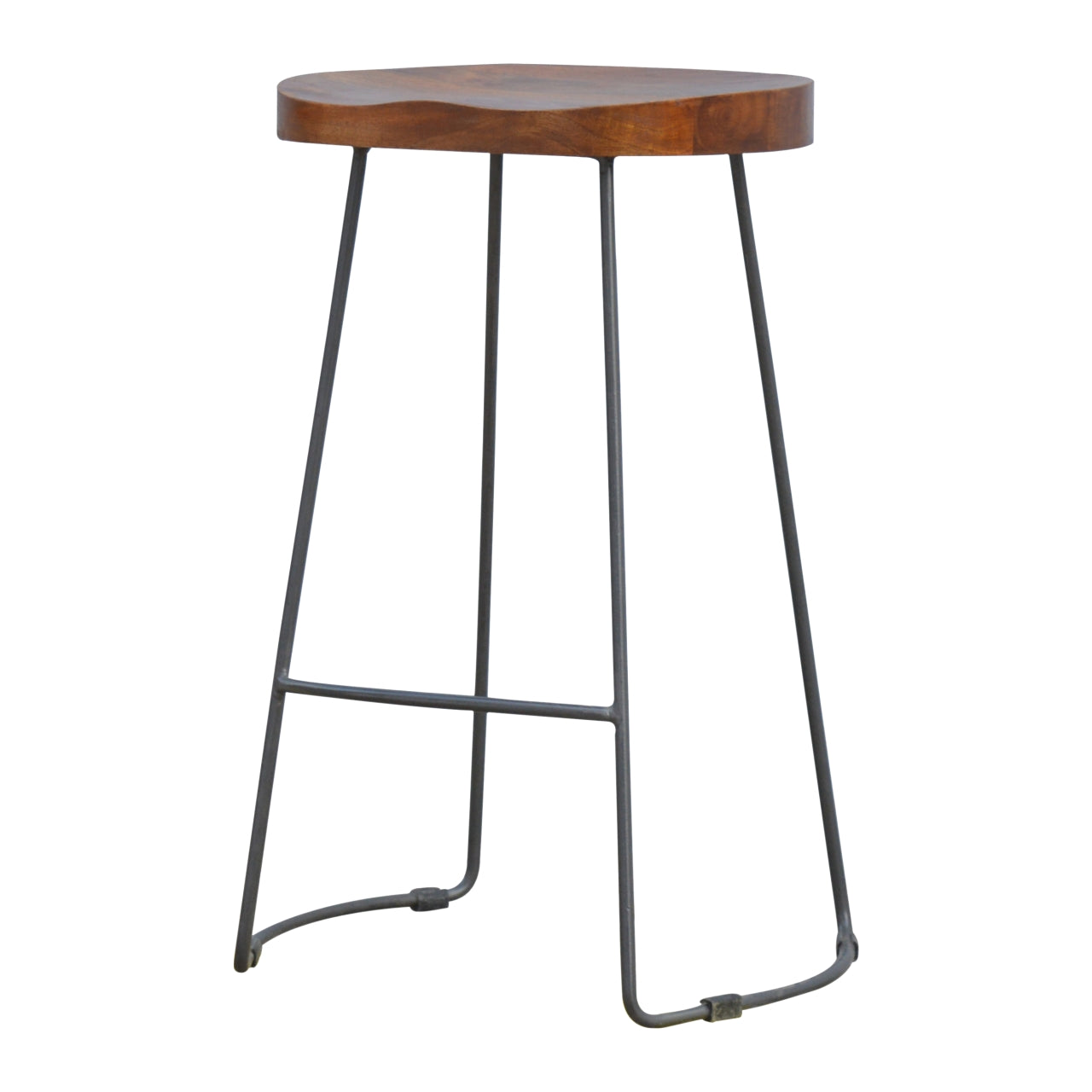 Industrial Chunky Bar Stool, Brown and Black