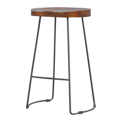 Industrial Chunky Bar Stool, Brown and Black