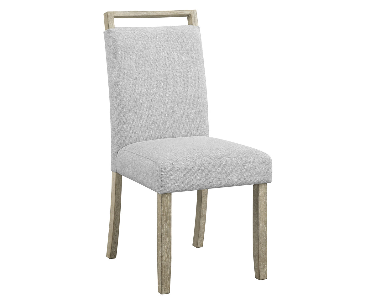 Contemporary Full Back Upholstered Dining Side Chair 2pc Set Gray Standard Height Dining Room Wooden Furniture