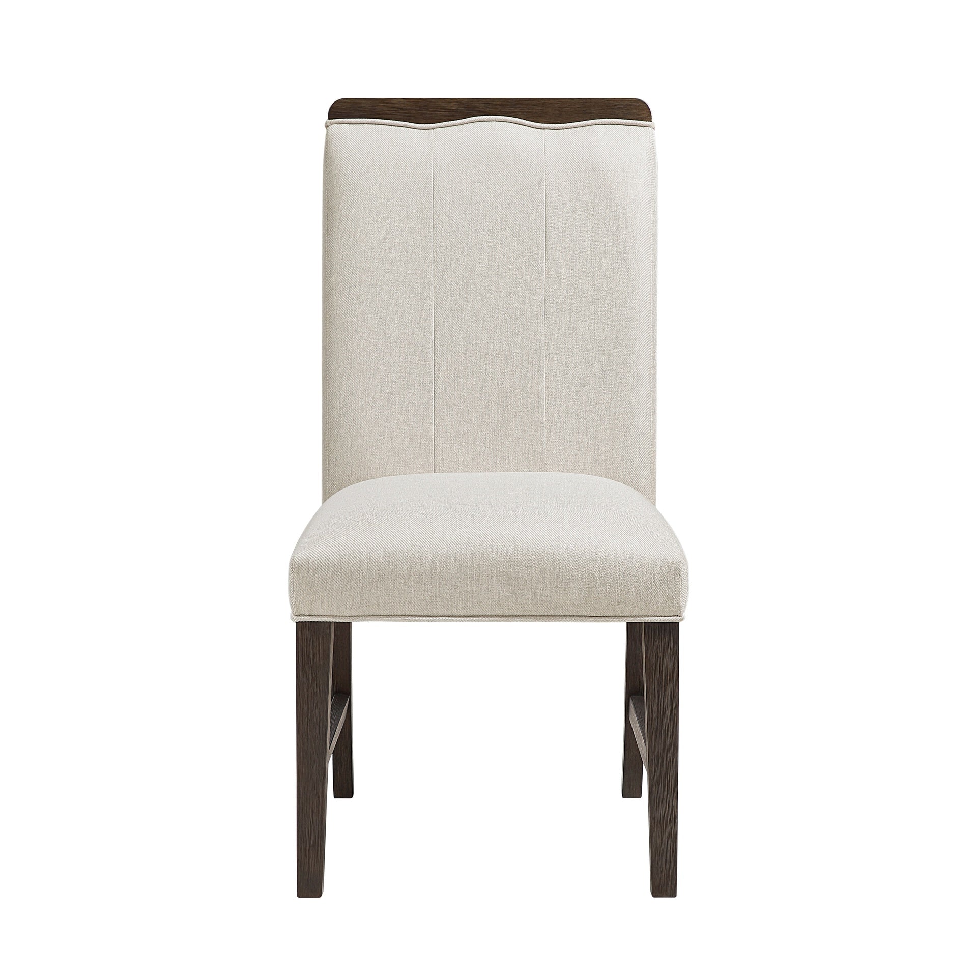 Modern Brown Finish Dining Set 5pcs Round Table and 4x Side Chairs Beige Upholstered Comfort Durable Metallic Accent Base Table Wooden Furniture