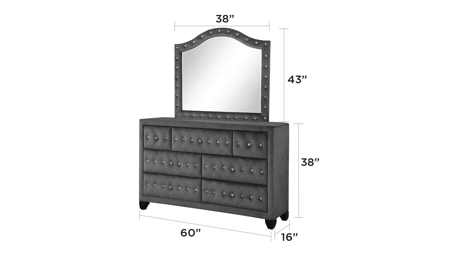 Encore Modern Style Tufted and Upholstered King 5PC Bedroom set made with wood in Gray(NJ INVENTORY)