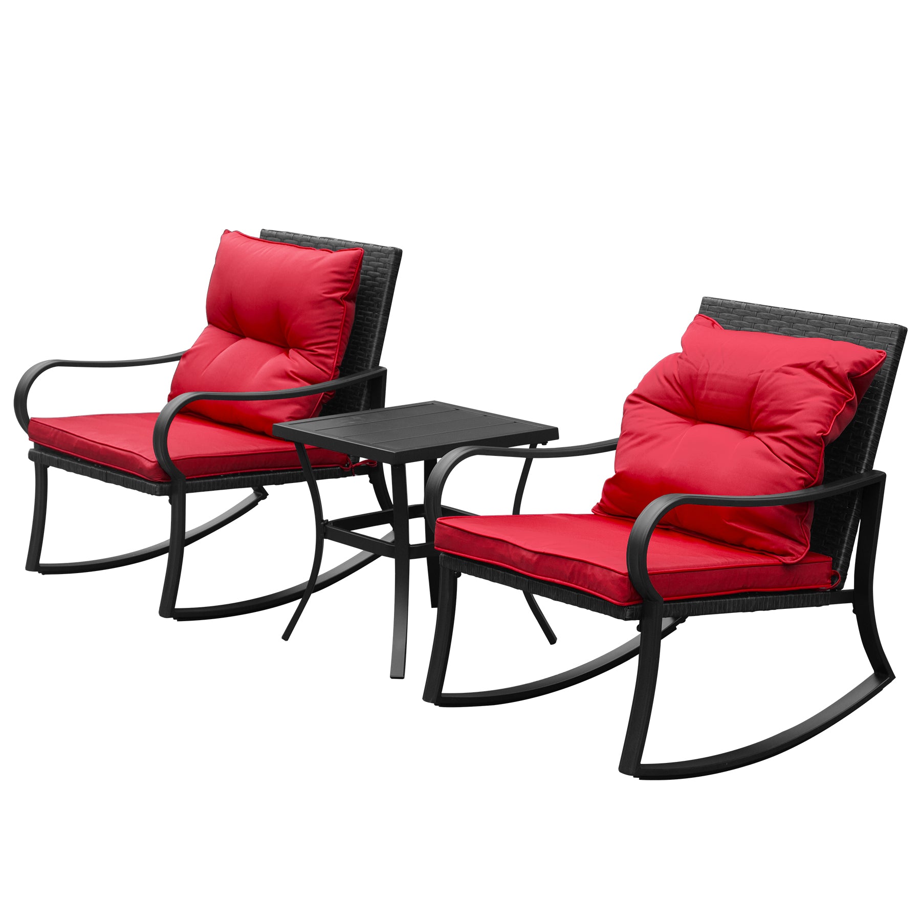 Metal 2 - Person Outdoor Patio Rocking Seating Group with Cushions