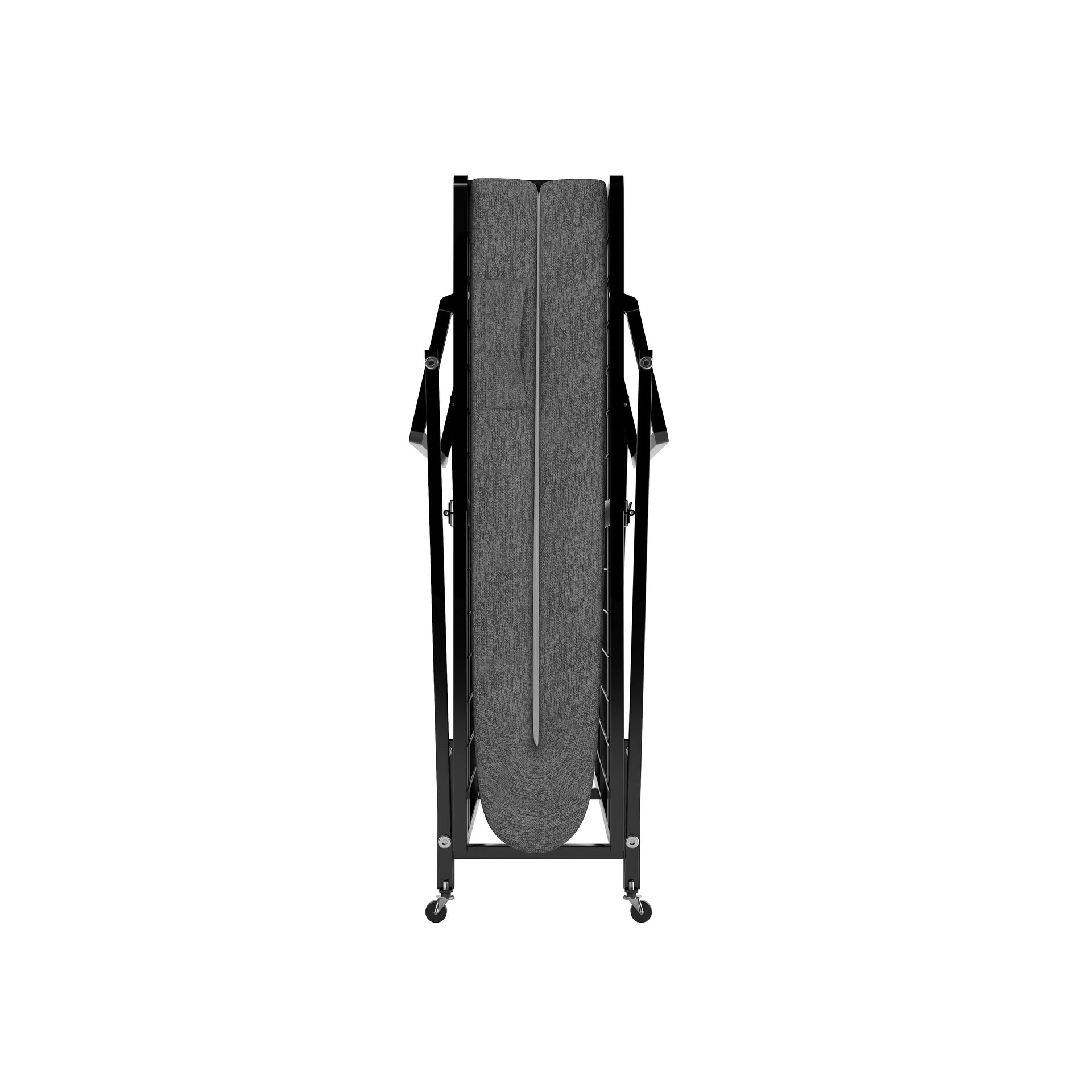 Metal Folding Bed Frame with Foam Mattress of Pockets, Easy Storage and Movable with 4 Castors