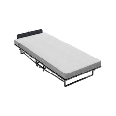 Metal Folding Bed Frame with Foam Mattress of Pockets, Easy Storage and Movable with 4 Castors