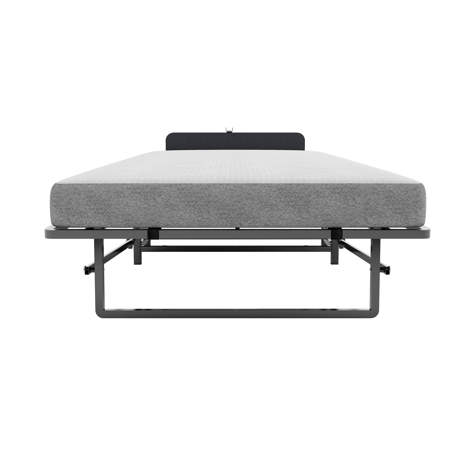 Metal Folding Bed Frame with Foam Mattress of Pockets, Easy Storage and Movable with 4 Castors