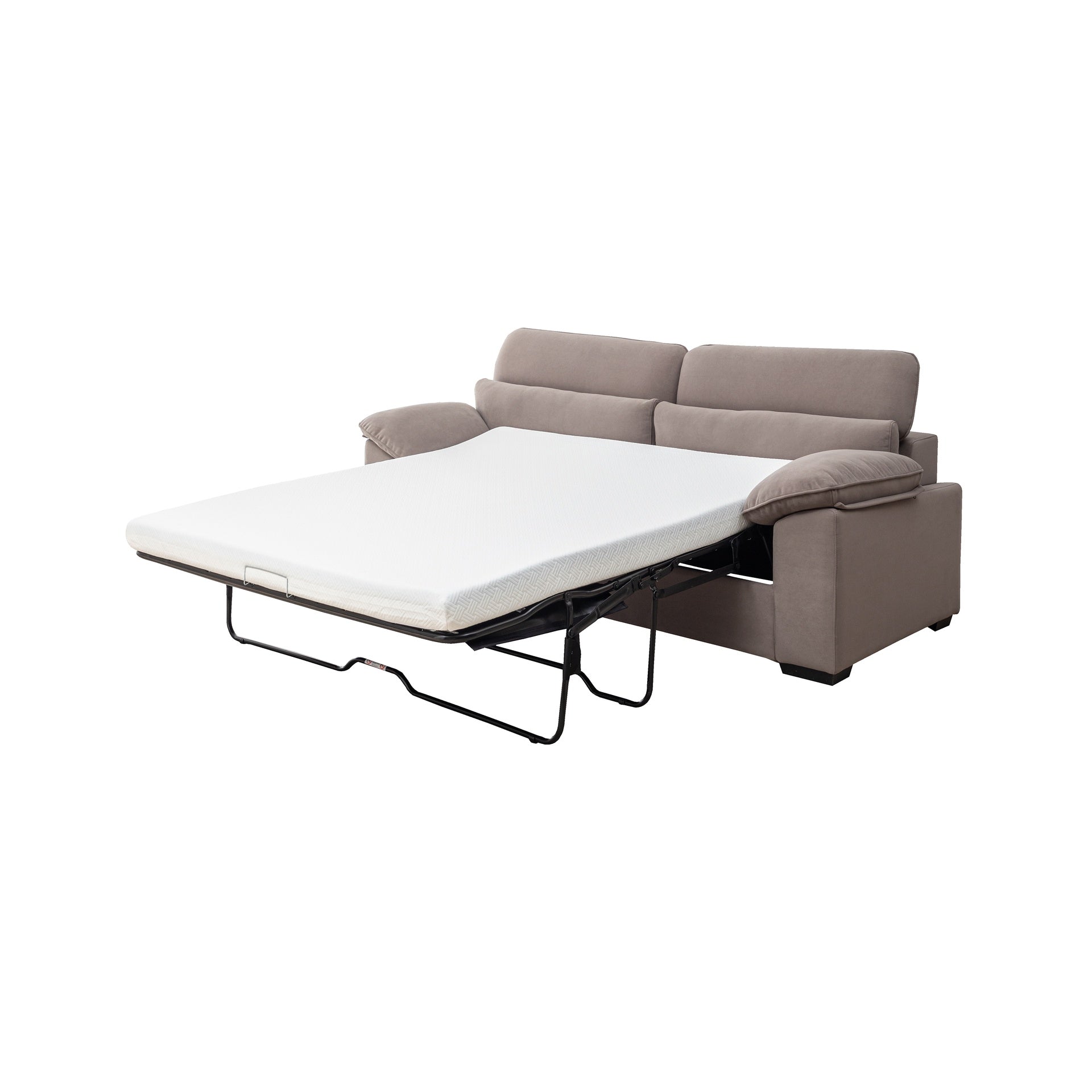 2-Seater Sofa Bed, Mid-Century Modern Couch, Convertible Queen Size Sleeper Sofa with Wooden Frame & Polyester Upholstery, Pull-Out Design, 300 lbs Capacity - Space Saving for Living Room, Gray