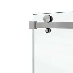 72*76"Fixed & Sliding Shower Door, Square Tube Hardware, Clear Glass Shower Door, 3/8″ (10mm) SGCC Tempered Glass, Stainless Steel