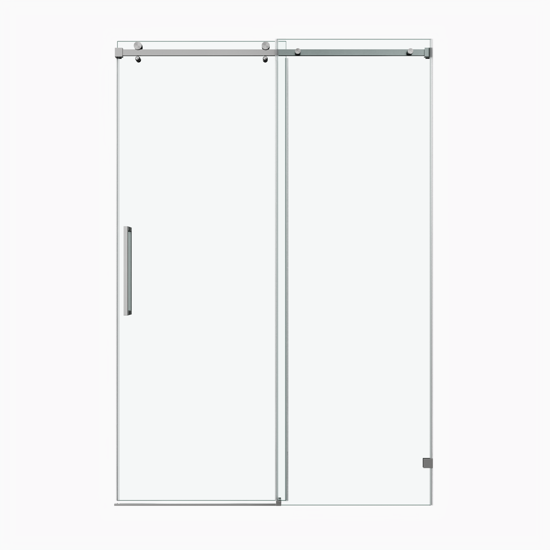 72*76"Fixed & Sliding Shower Door, Square Tube Hardware, Clear Glass Shower Door, 3/8″ (10mm) SGCC Tempered Glass, Stainless Steel