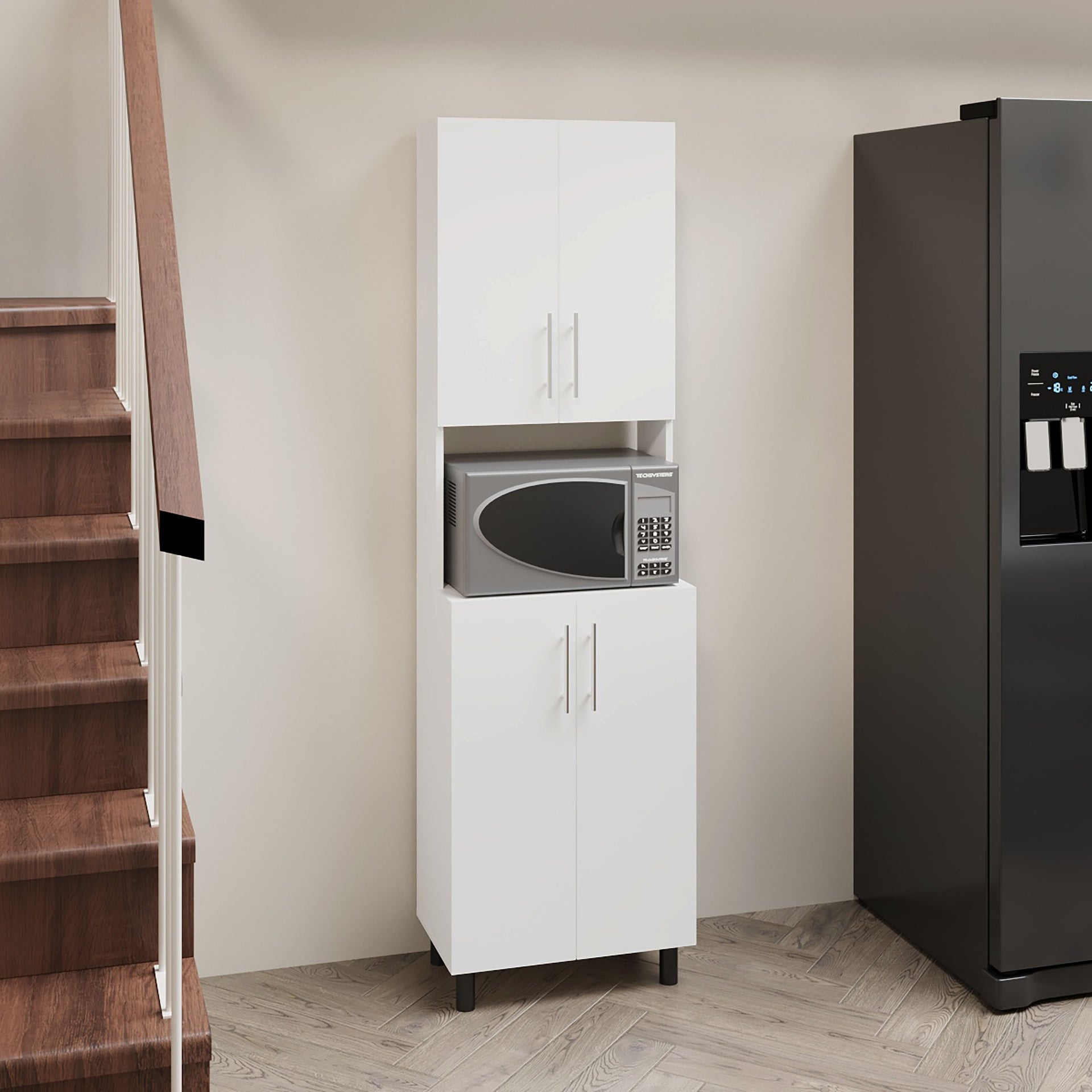 Kitchen Pantry, 4 Doors, 4 Shelves