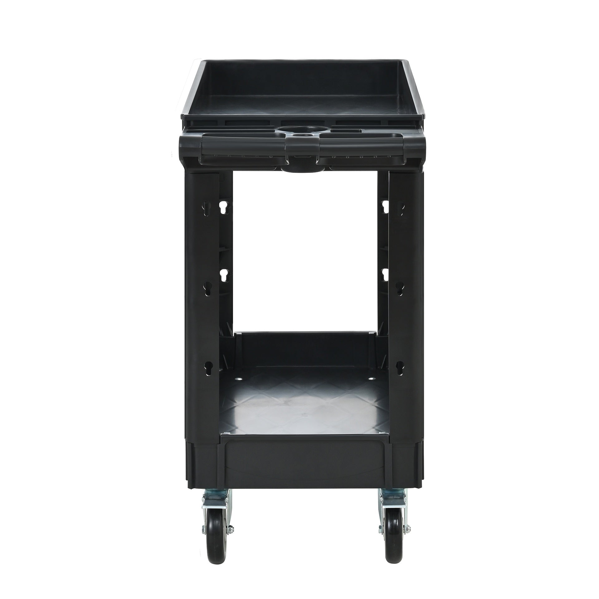Two-Shelf Utility Cart with Wheels ,600 lbs. Capacity Rolling Utility & Tool Carts for Warehouses, Industrial Settings, Auto Garages, for indoor and outdoor, & More,with Locking Wheels