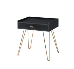 23.5" Black Allen Mid-Century Accent Table w/ Copper Hairpin Legs