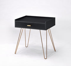 23.5" Black Allen Mid-Century Accent Table w/ Copper Hairpin Legs