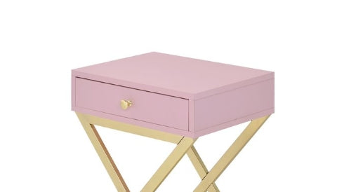 Coleen Pink & Gold Finish Accent Table