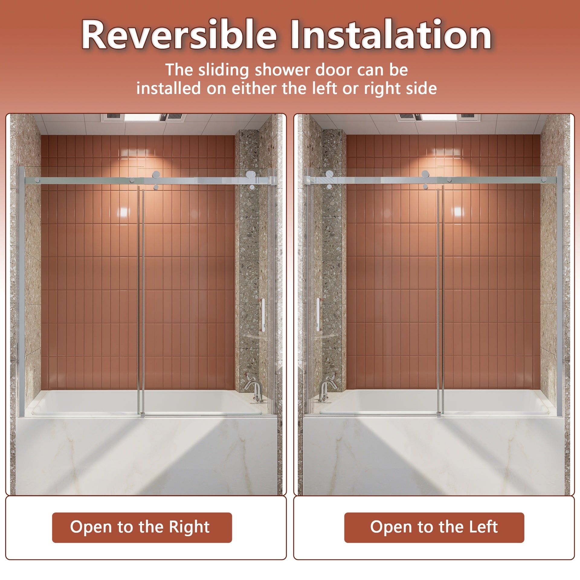 56-60 in. W x 58 in. H Mod Semi-Frameless Sliding Bathtub Door in Chrome with 5/16 in. (8mm) Clear Glass
