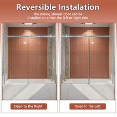 56-60 in. W x 58 in. H Mod Semi-Frameless Sliding Bathtub Door in Chrome with 5/16 in. (8mm) Clear Glass