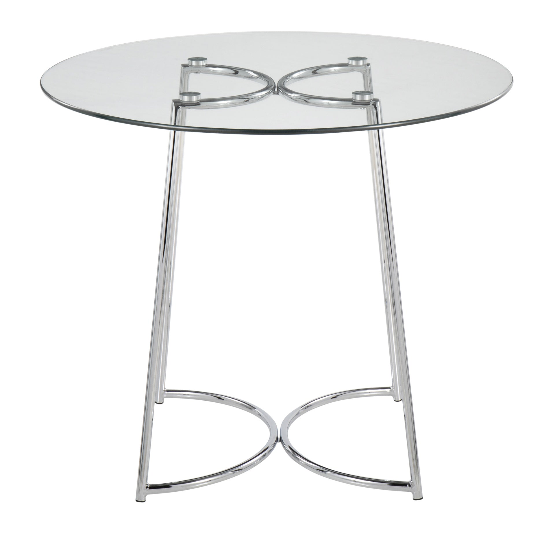 Cece Contemporary Dinette Table in Chrome with Clear Glass Top by LumiSource