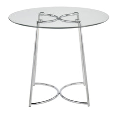 Cece Contemporary Dinette Table in Chrome with Clear Glass Top by LumiSource