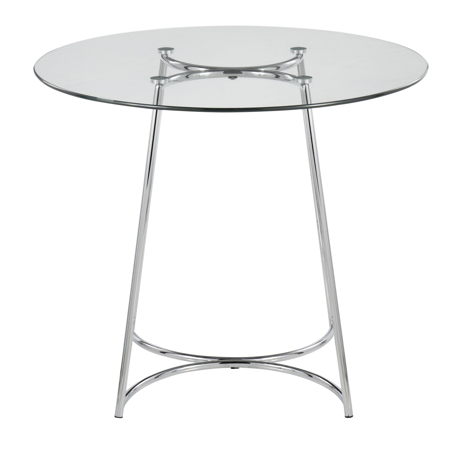 Cece Contemporary Dinette Table in Chrome with Clear Glass Top by LumiSource