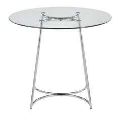 Cece Contemporary Dinette Table in Chrome with Clear Glass Top by LumiSource