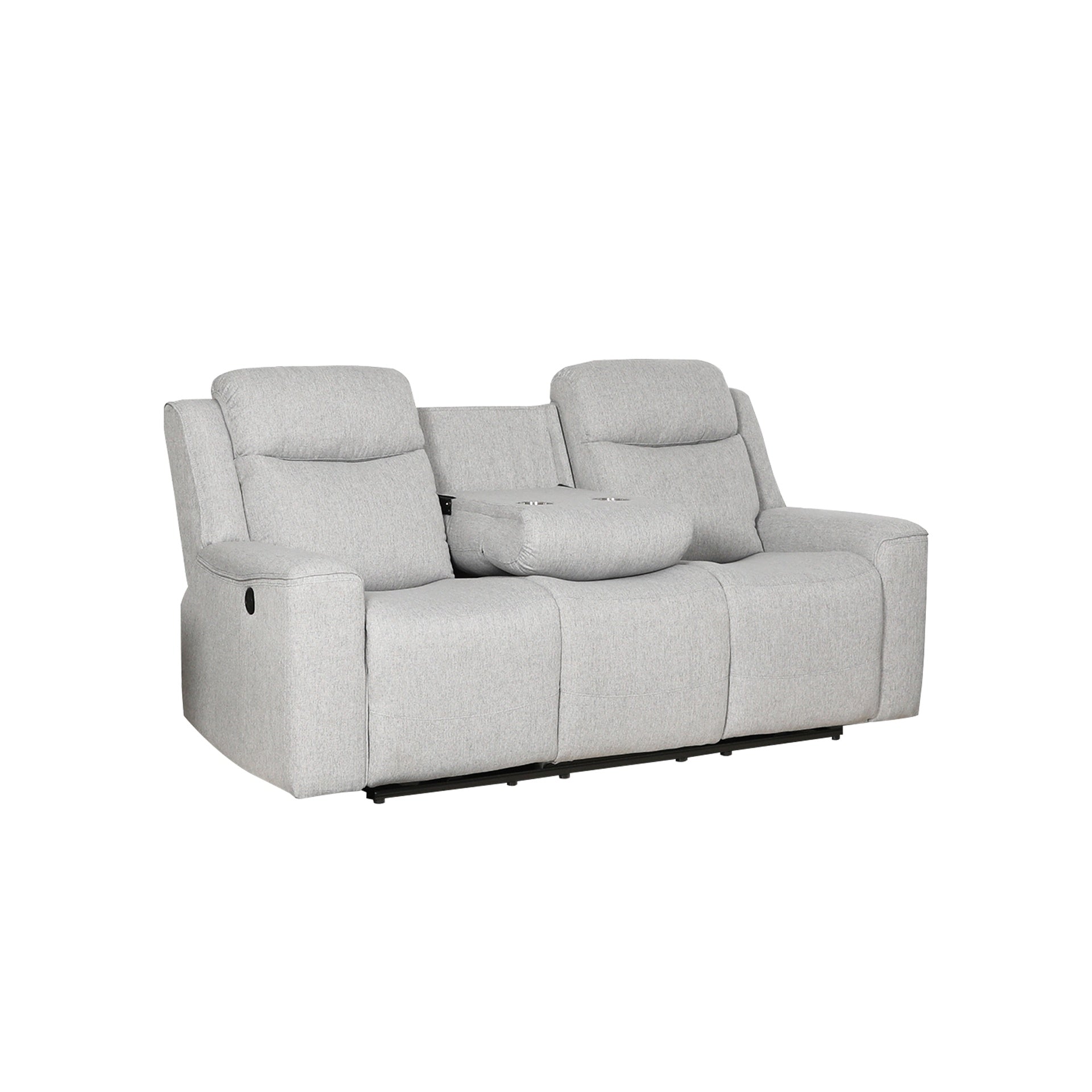 Contemporary 3-Piece Upholstered Living Room Set with a Recliner Chair, Dropdown Console Sofa and Loveseat with Storage Console and Cup Holders, White