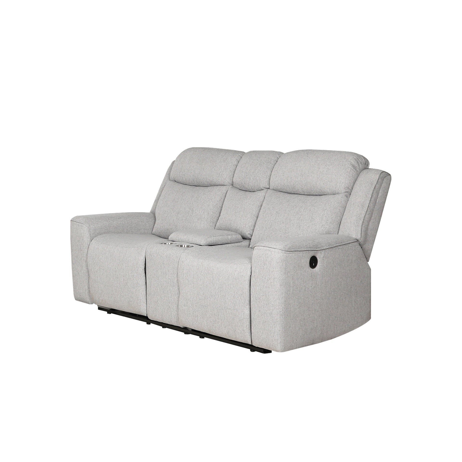 Contemporary 3-Piece Upholstered Living Room Set with a Recliner Chair, Dropdown Console Sofa and Loveseat with Storage Console and Cup Holders, White