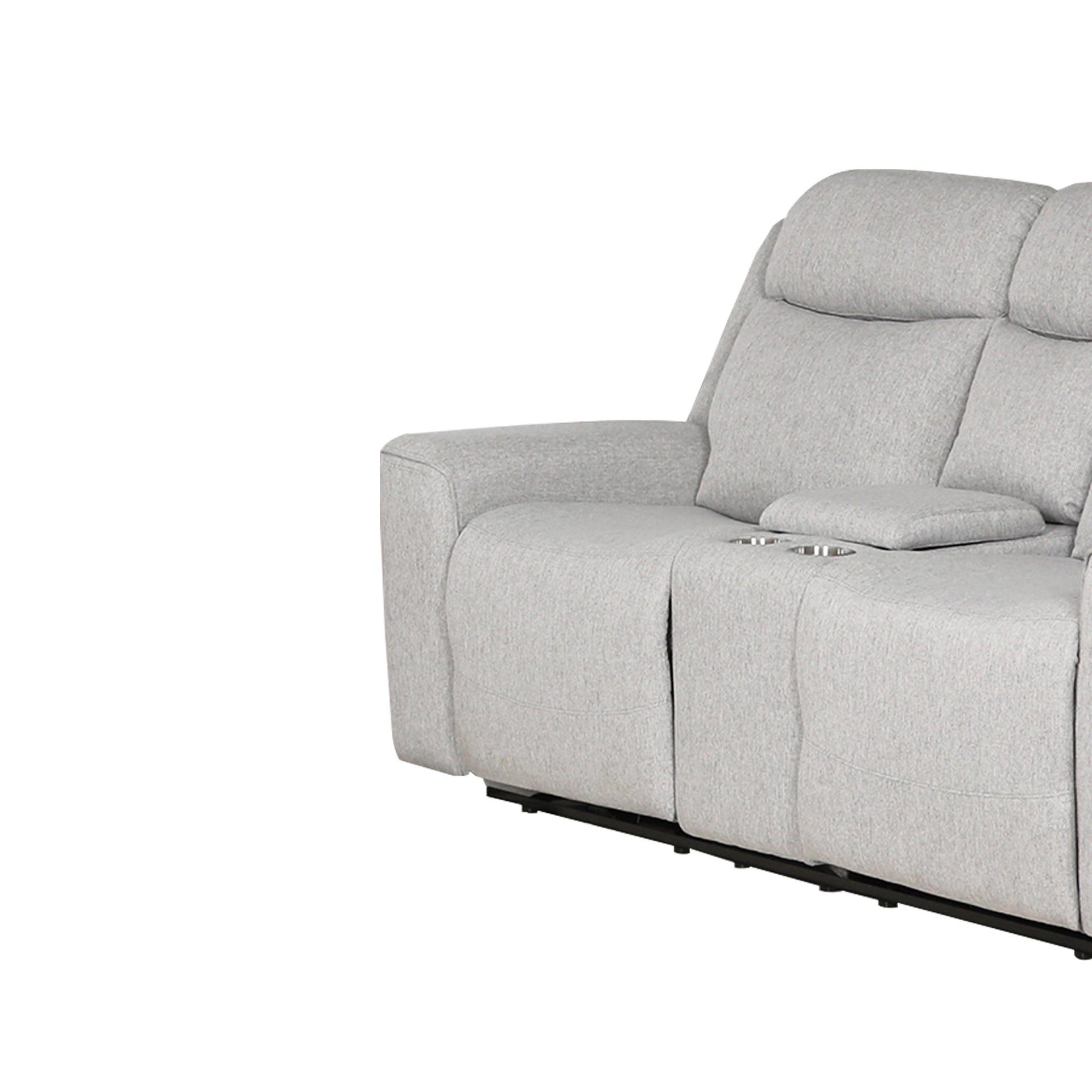 Contemporary Upholstered Recliner Loveseat with Console and Cup Holders,Easily Fits Various Home Decoration Styles, White