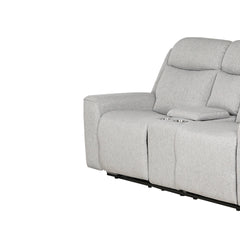 Contemporary Upholstered Recliner Loveseat with Console and Cup Holders,Easily Fits Various Home Decoration Styles, White