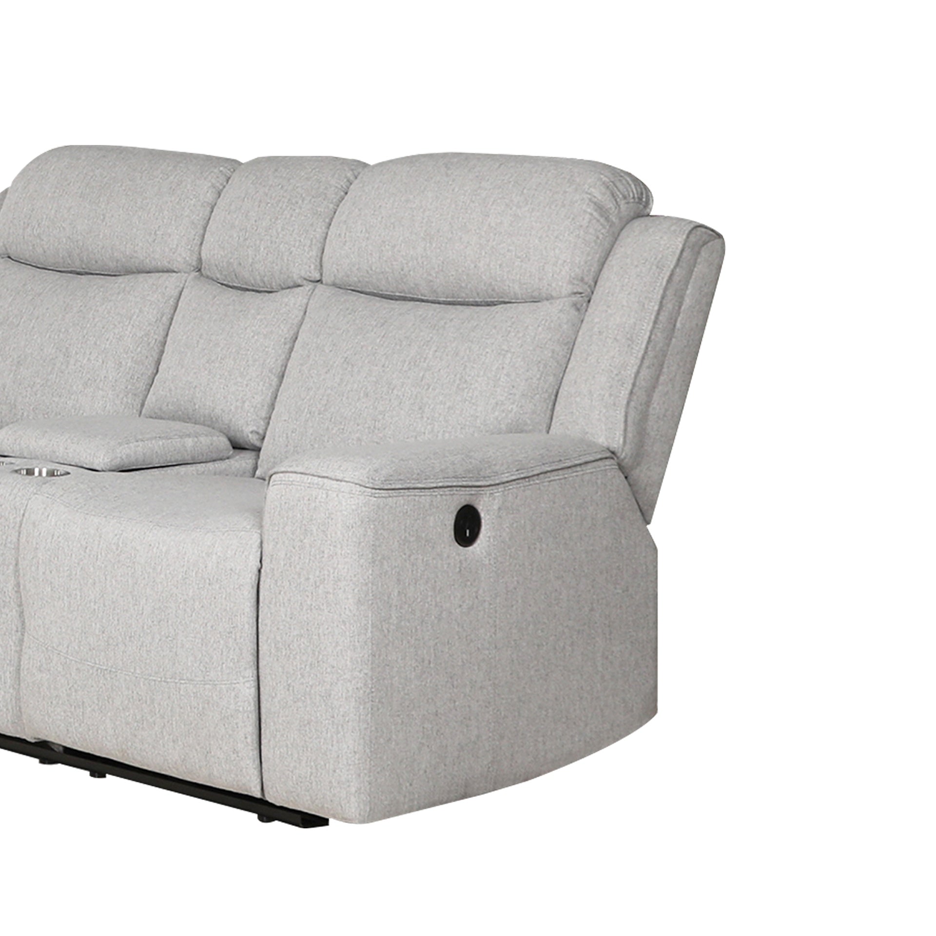 Contemporary Upholstered Recliner Loveseat with Console and Cup Holders,Easily Fits Various Home Decoration Styles, White
