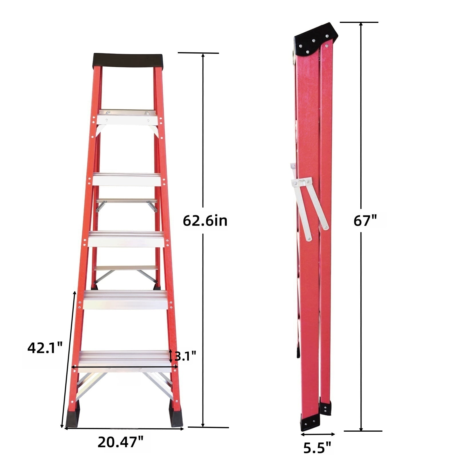 Fiberglass ladder, single side step ladder, for electrical engineering ladder structure insulation ladder, red