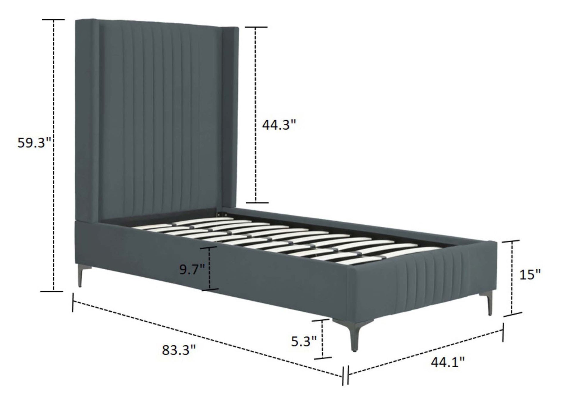 Twin Bed in Gray