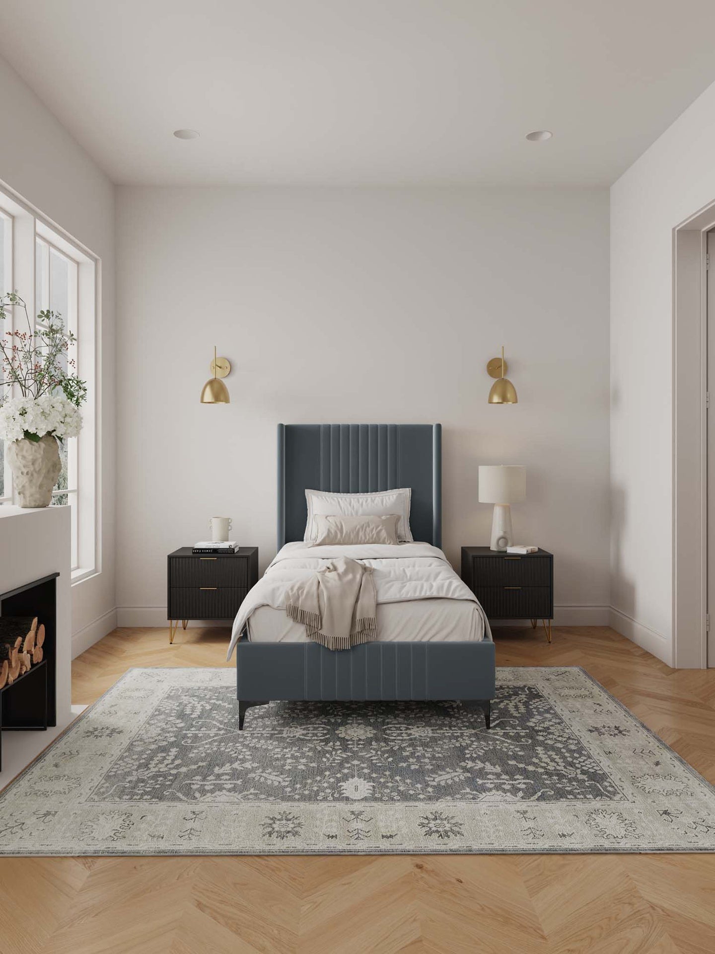 Twin Bed in Gray